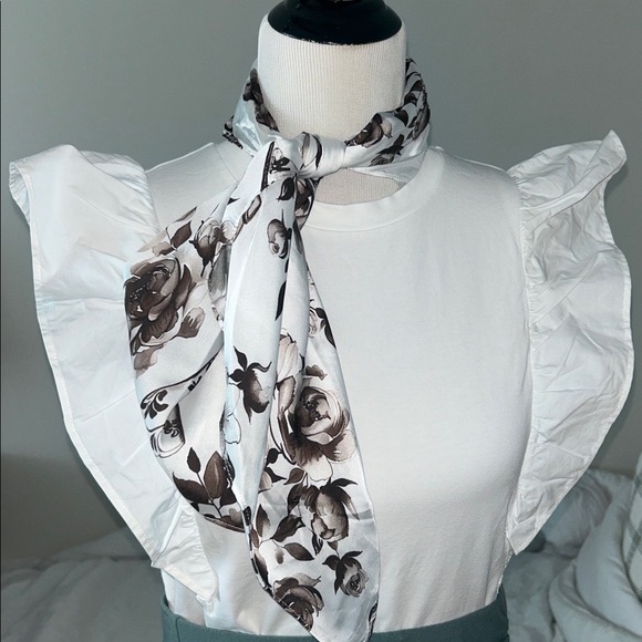 Accessories - Scarf-- white brown cowboy boots roses square neck purse hair accessory